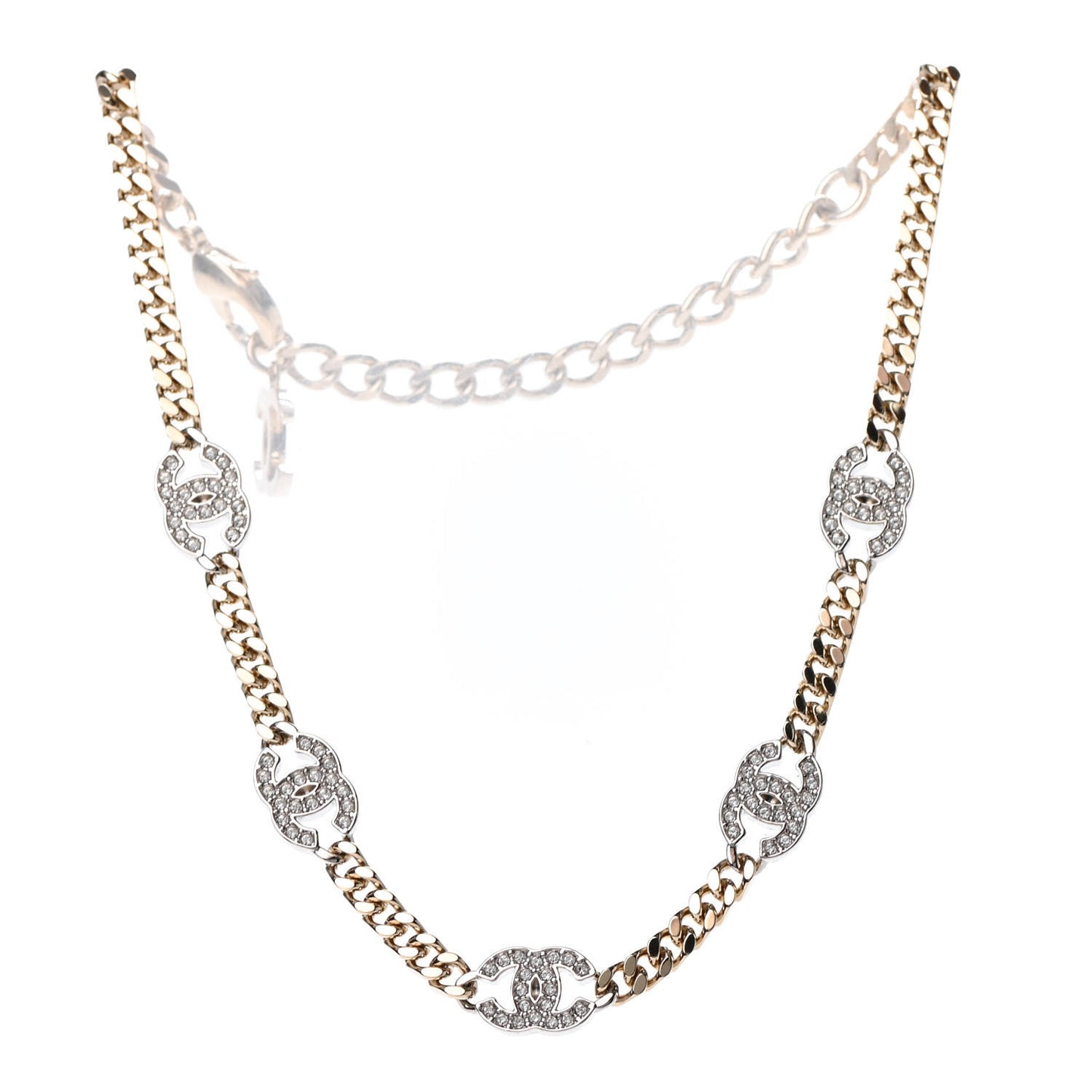 Crystal Chain CC Choker Gold Silver