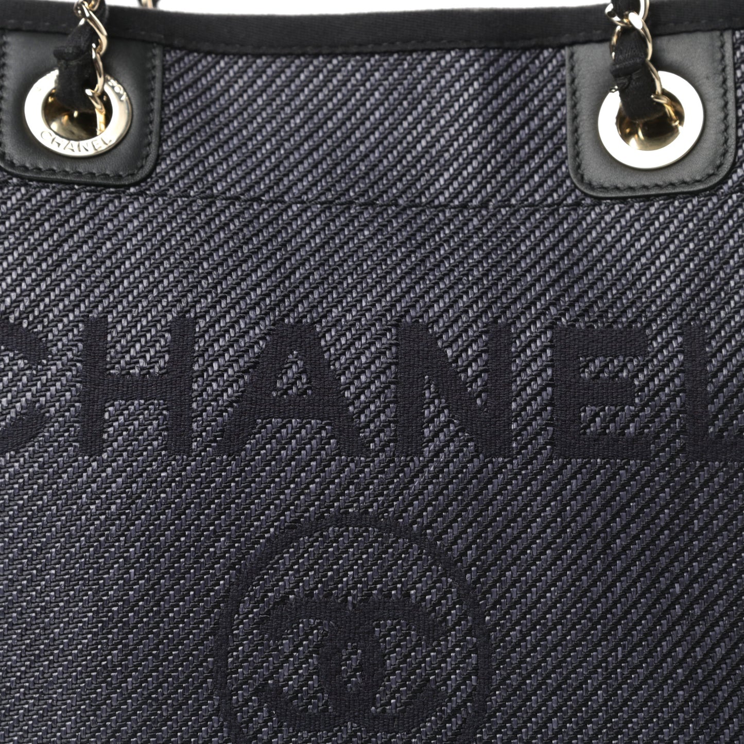 Mixed Fibers Calfskin Mini Deauville Tote Black
