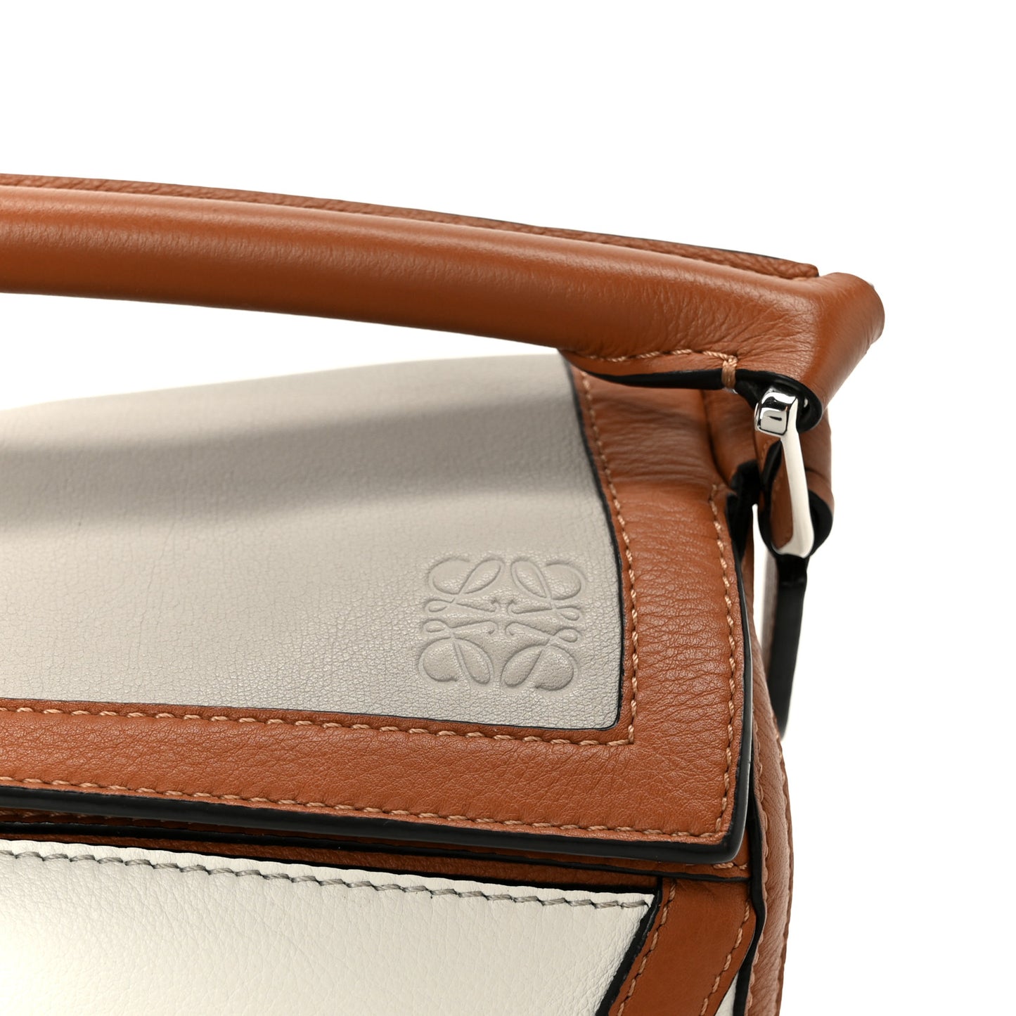 Calfskin Small Graphic Puzzle Bag Ghost Soft White