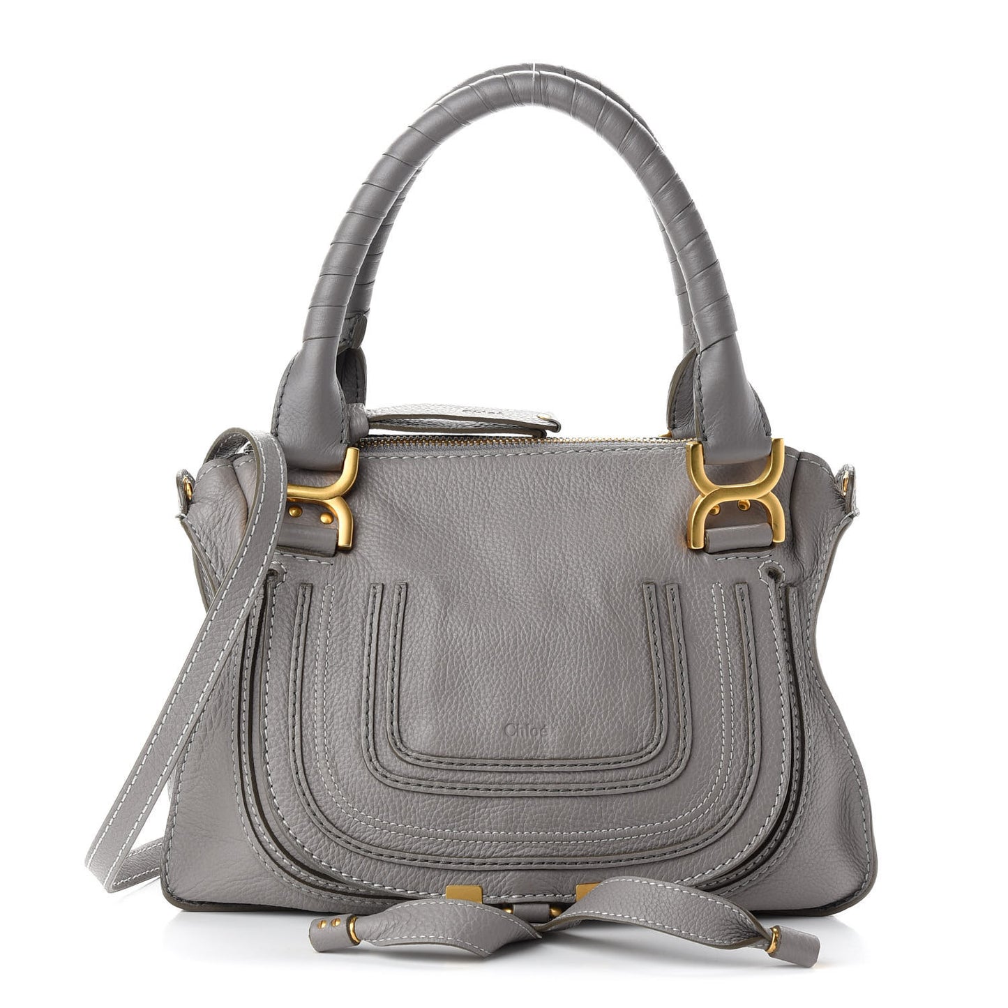 Calfskin Small Marcie Satchel Cashmere Grey