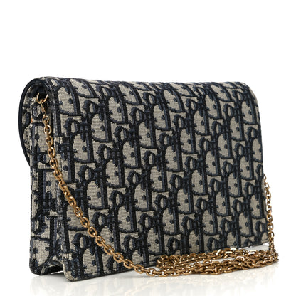 Christian Dior Oblique Saddle Chain Pouch Blue 3 of 16