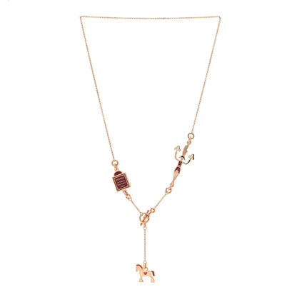 Hermes Metal Enamel Cheval Grand Parade Necklace Rose Gold 3 of 7