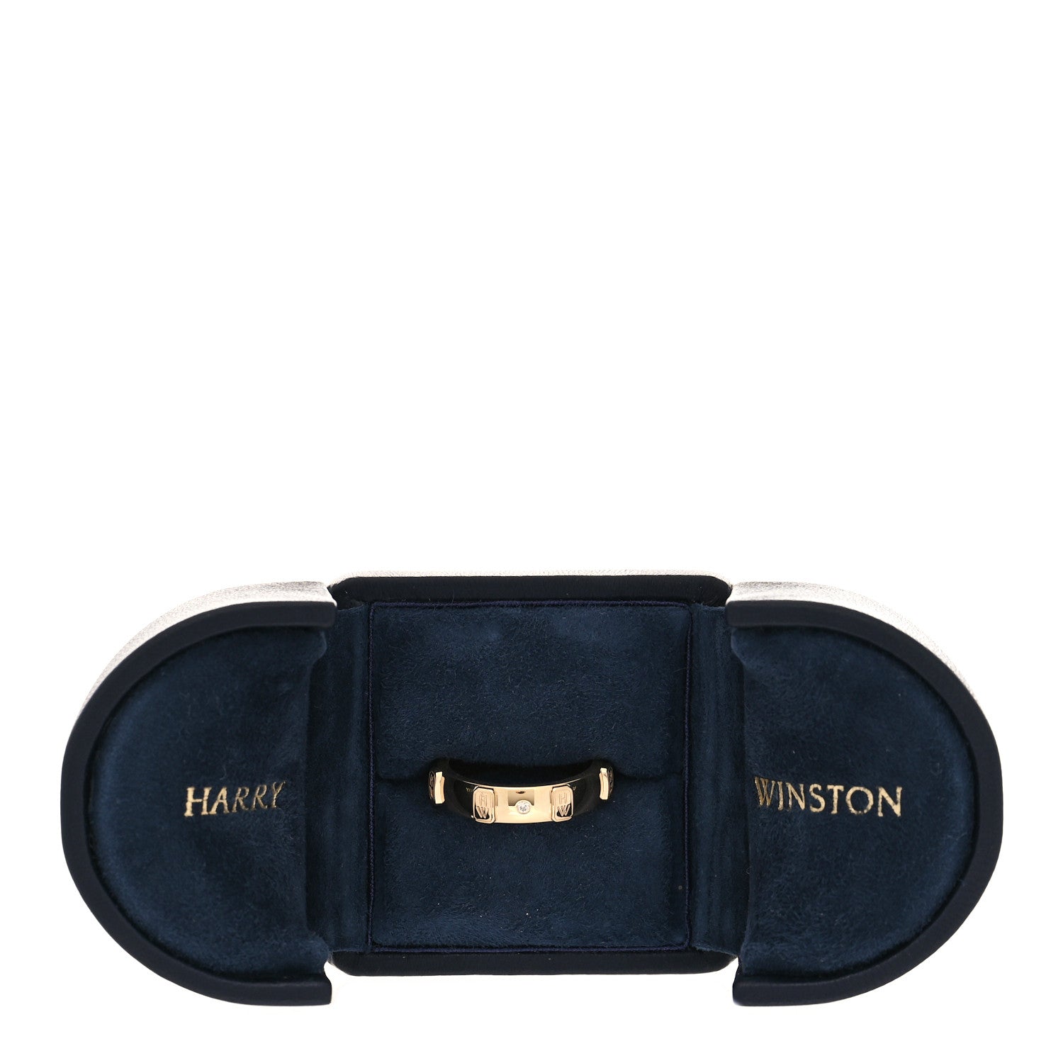 Harry Winston 18K Yellow Gold Diamond HW Logo Single Diamond Band Ring 53 6.25 7 of 7