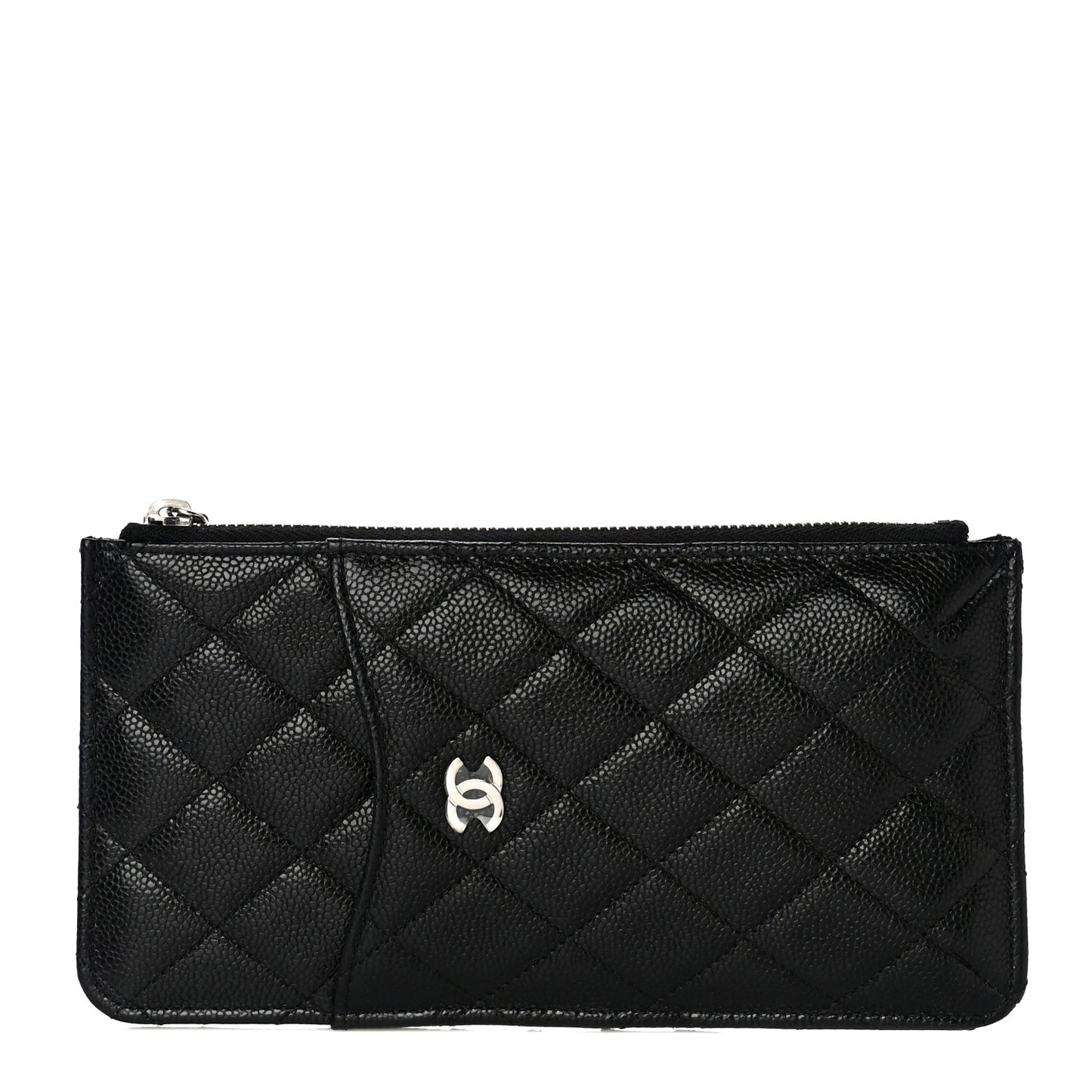 Caviar Quilted Classic Flat Wallet Pouch Black