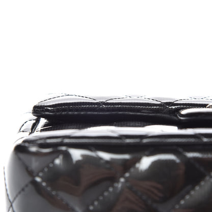 Chanel Striated Patent Calfskin Quilted Mini Rectangular Flap Dark Grey 15 of 15