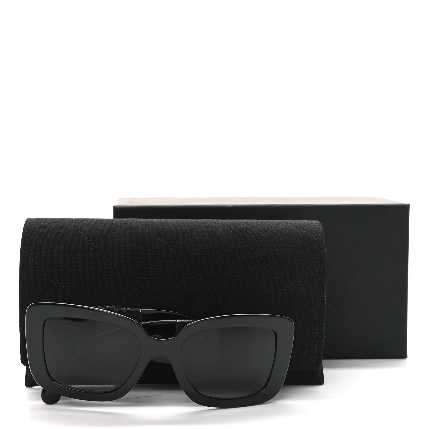 Chanel Acetate Calfskin Polarized Square Sunglasses 5473-Q Black