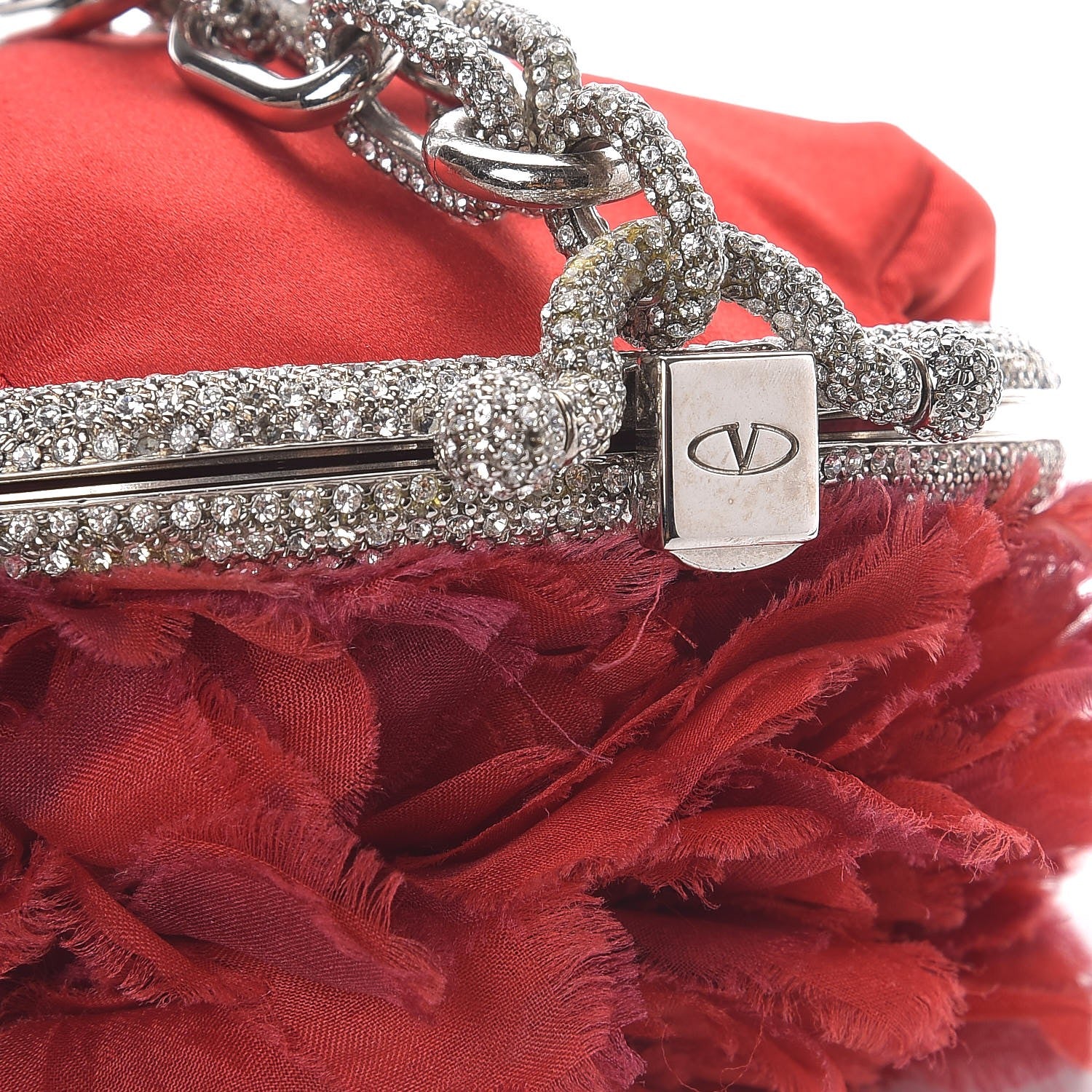 Valentino Garavani Satin Crystal Clutch Red 7 of 7