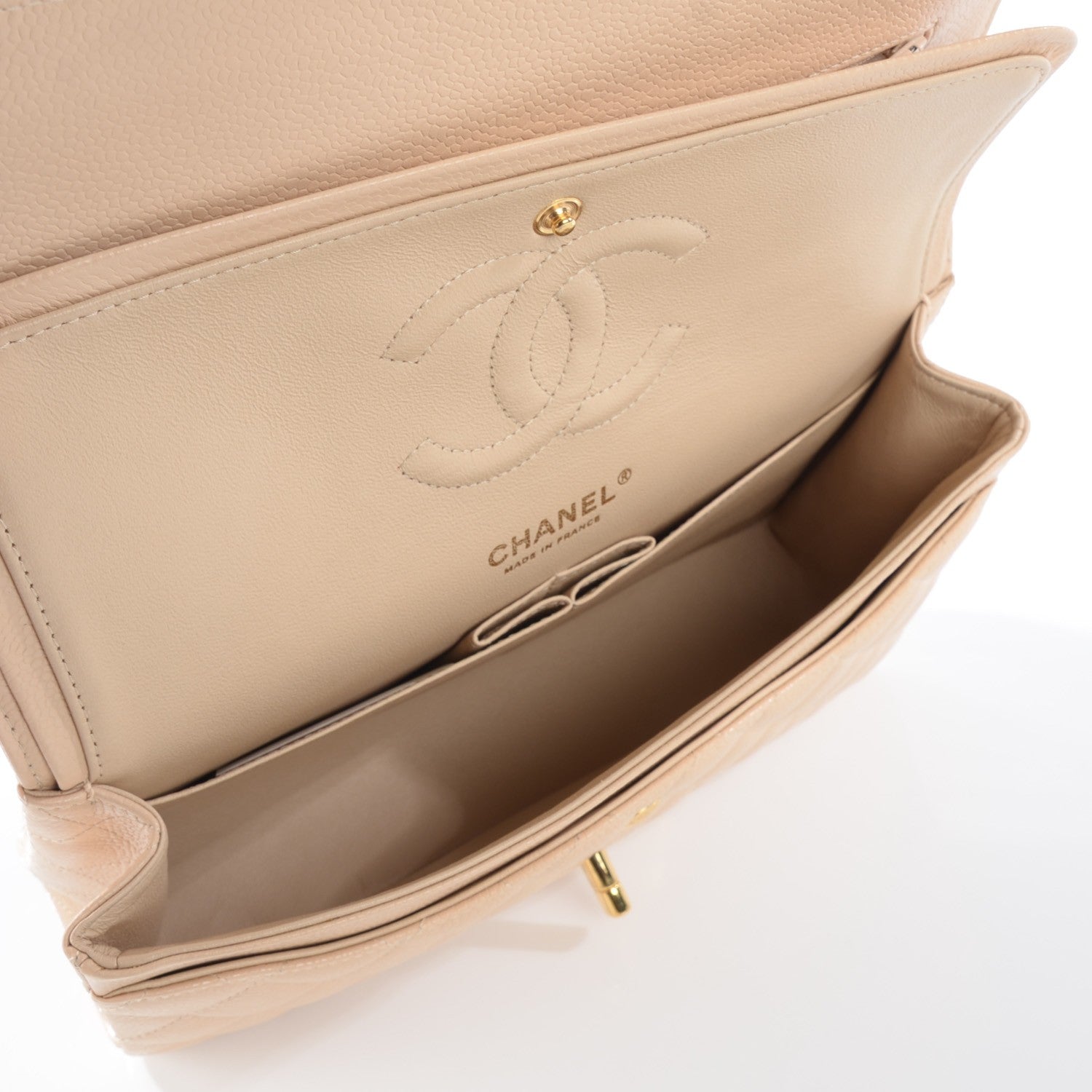 Chanel Caviar Quilted Medium Double Flap Beige Clair 7 of 8