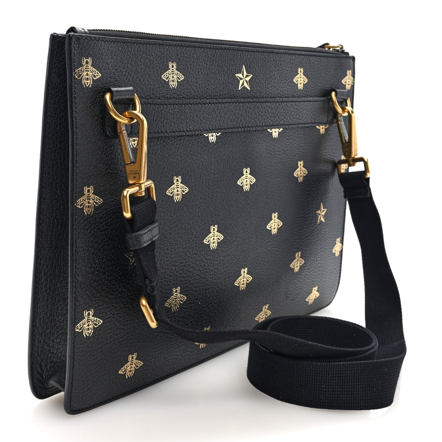 Grained Calfskin Bee Star Messenger Black