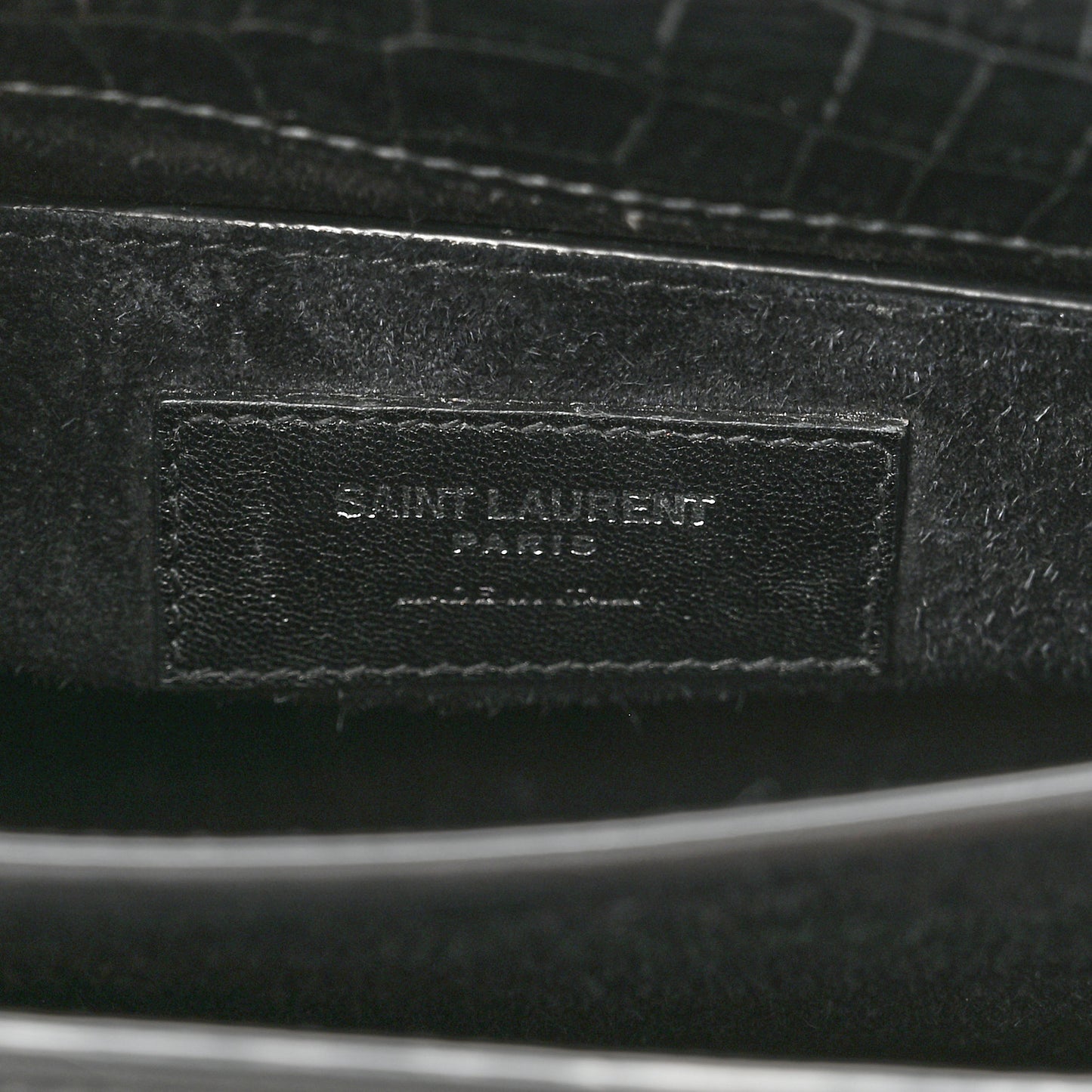 Calfskin Crocodile Embossed Medium Monogram Sunset Black