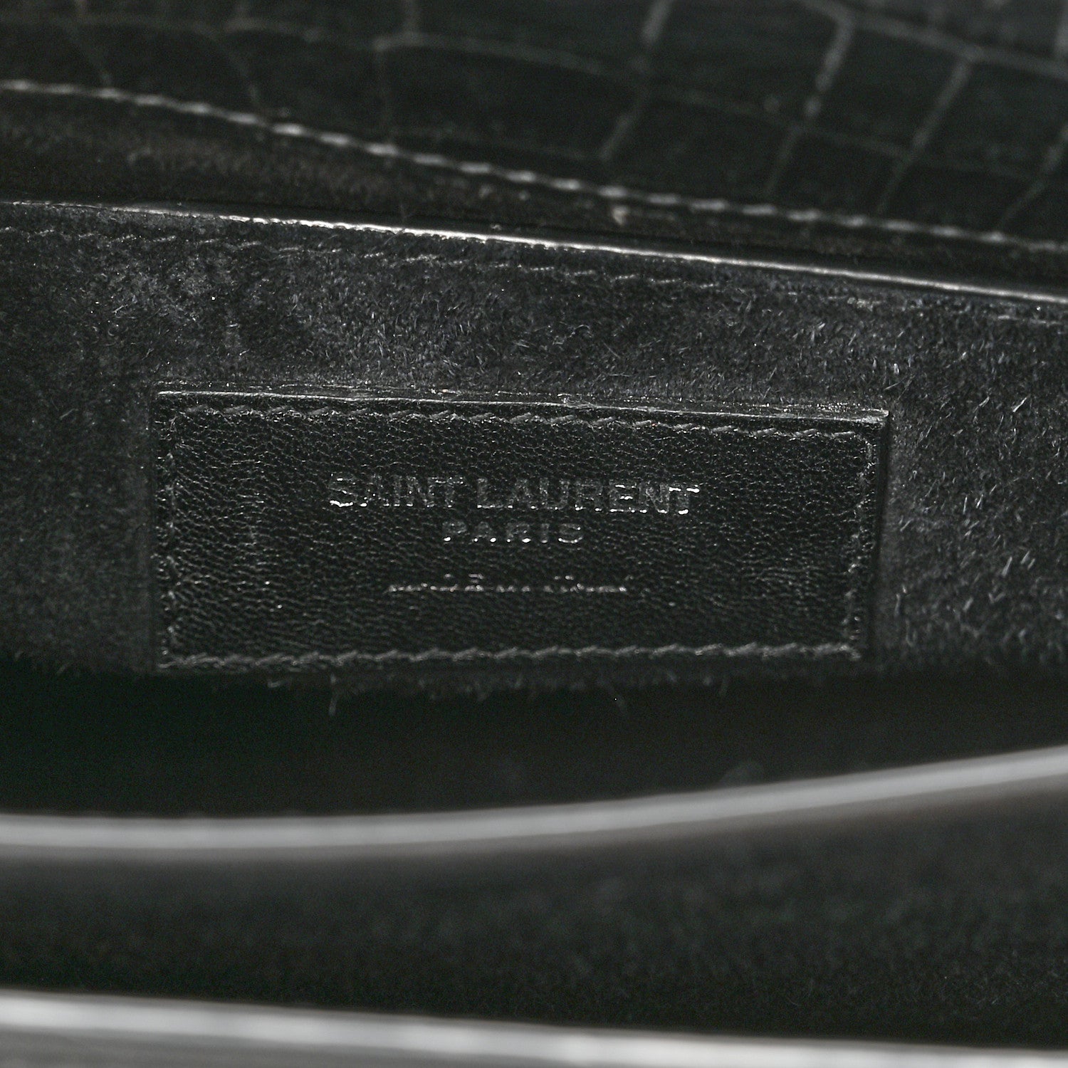 Saint Laurent Calfskin Crocodile Embossed Medium Monogram Sunset Black 7 of 13