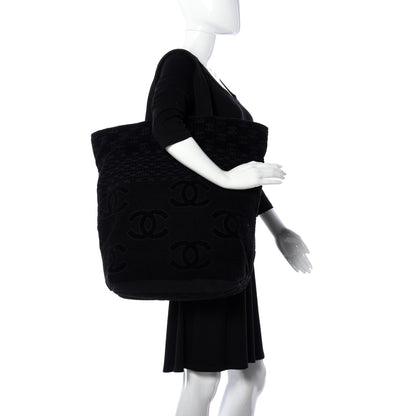 Chanel Terry Cotton CC Tote Black 2 of 9