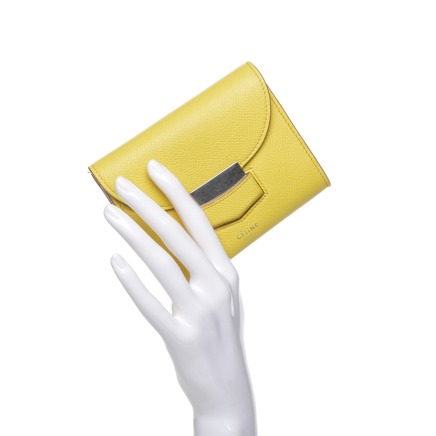 Celine Grained Calfskin Small Trotteur Multifunction Wallet Yellow 2 of 7