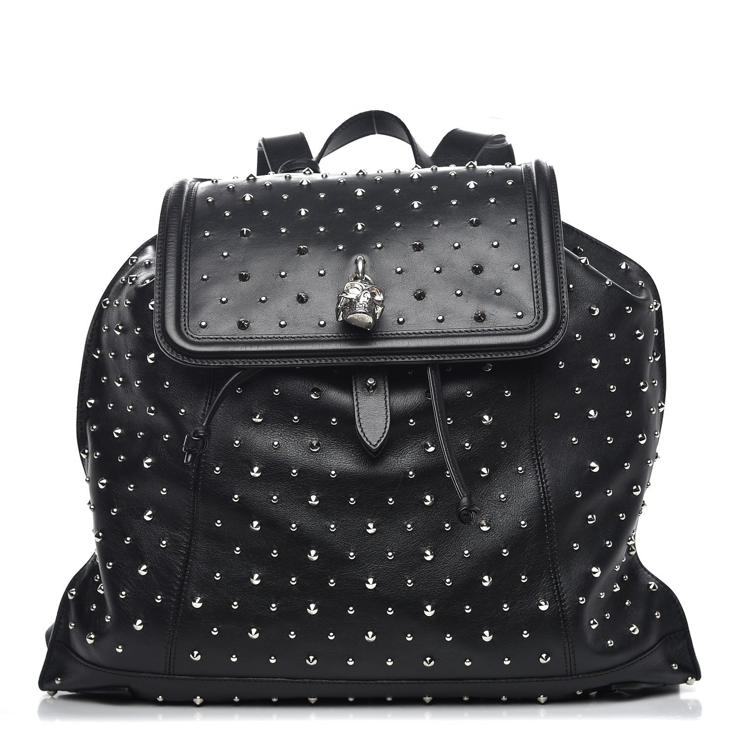 Calfskin Studded Padlock Backpack Black
