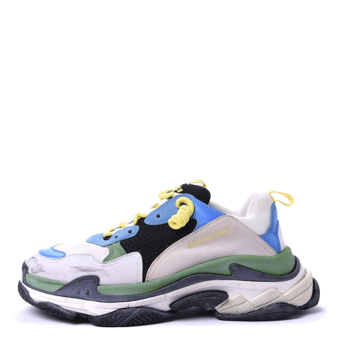 Fabric Mesh Nappa Mens Triple S Sneakers 45 Bleu White Vert Jaune