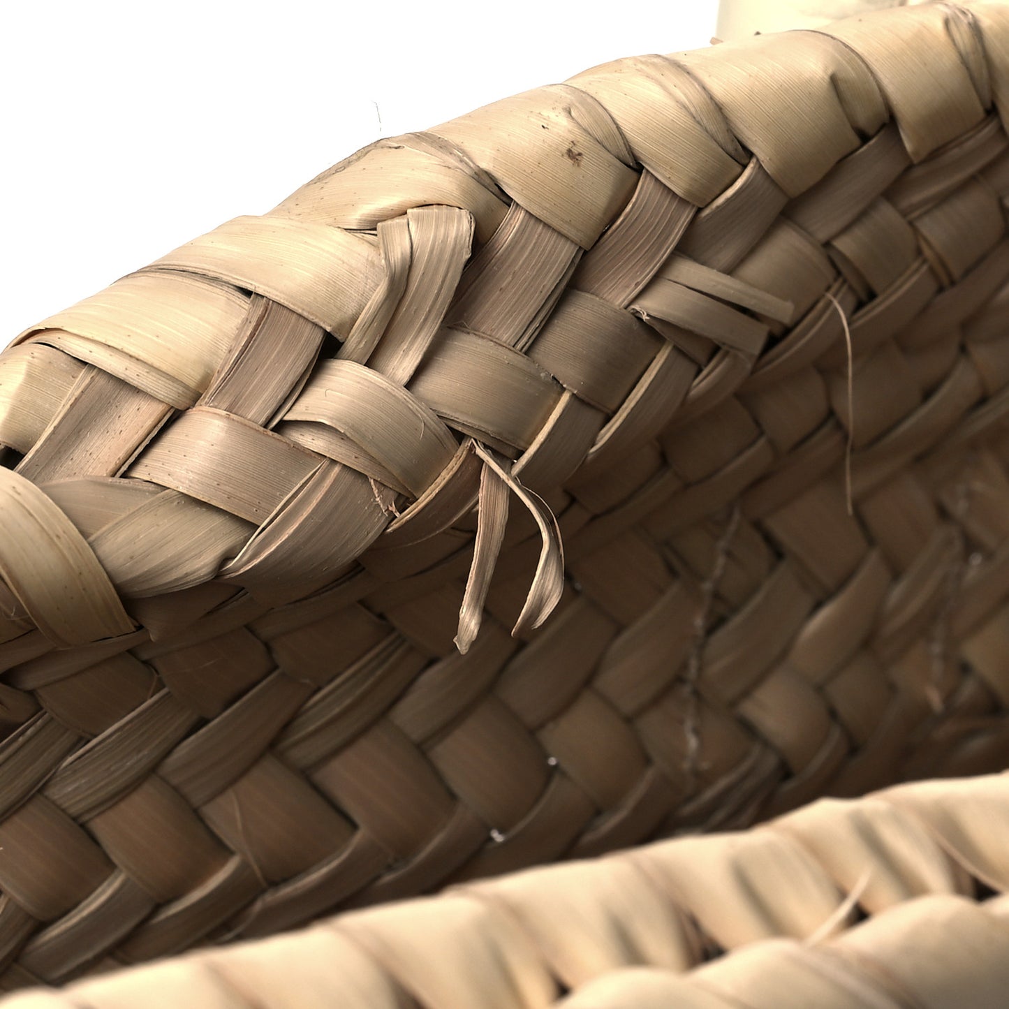 Raffia Small Grain Calfskin Medium Marcie Basket White