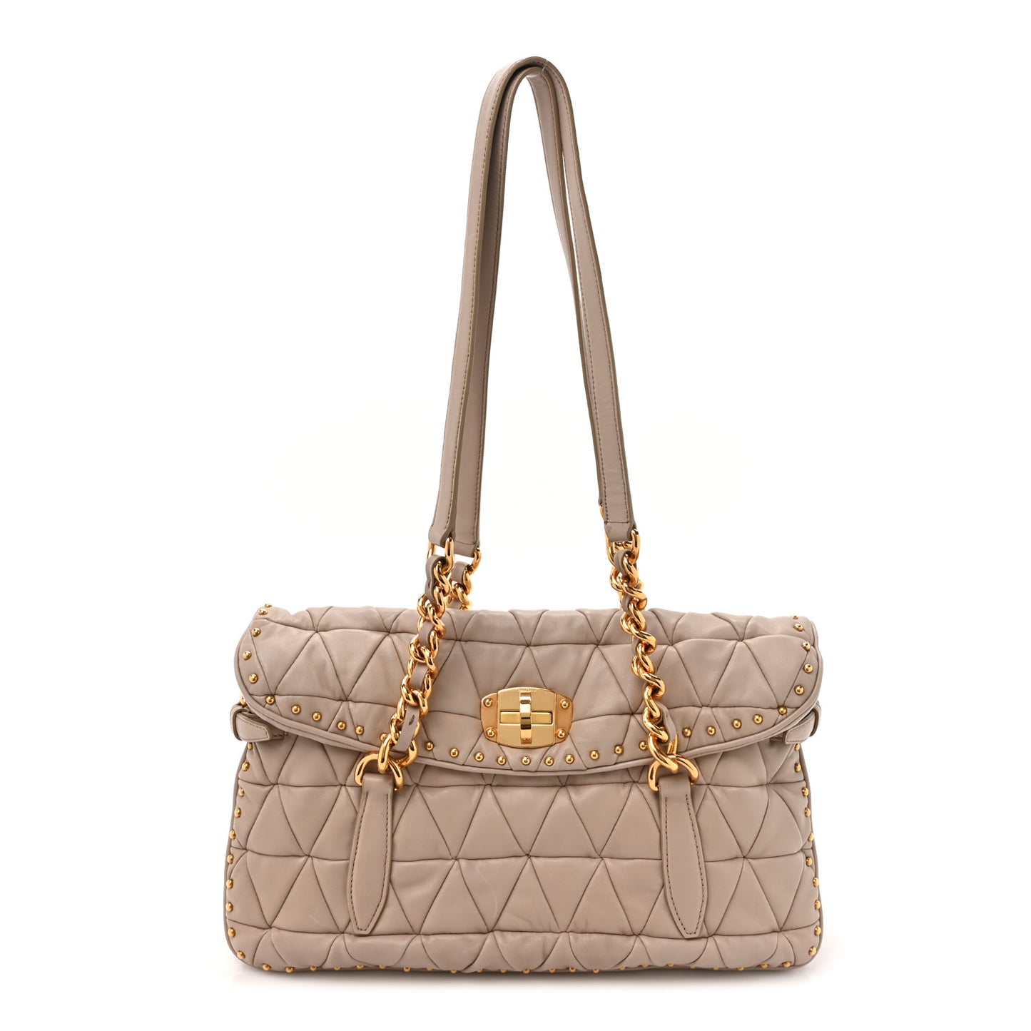 Nappa Quilted Studded Tote Cammeo