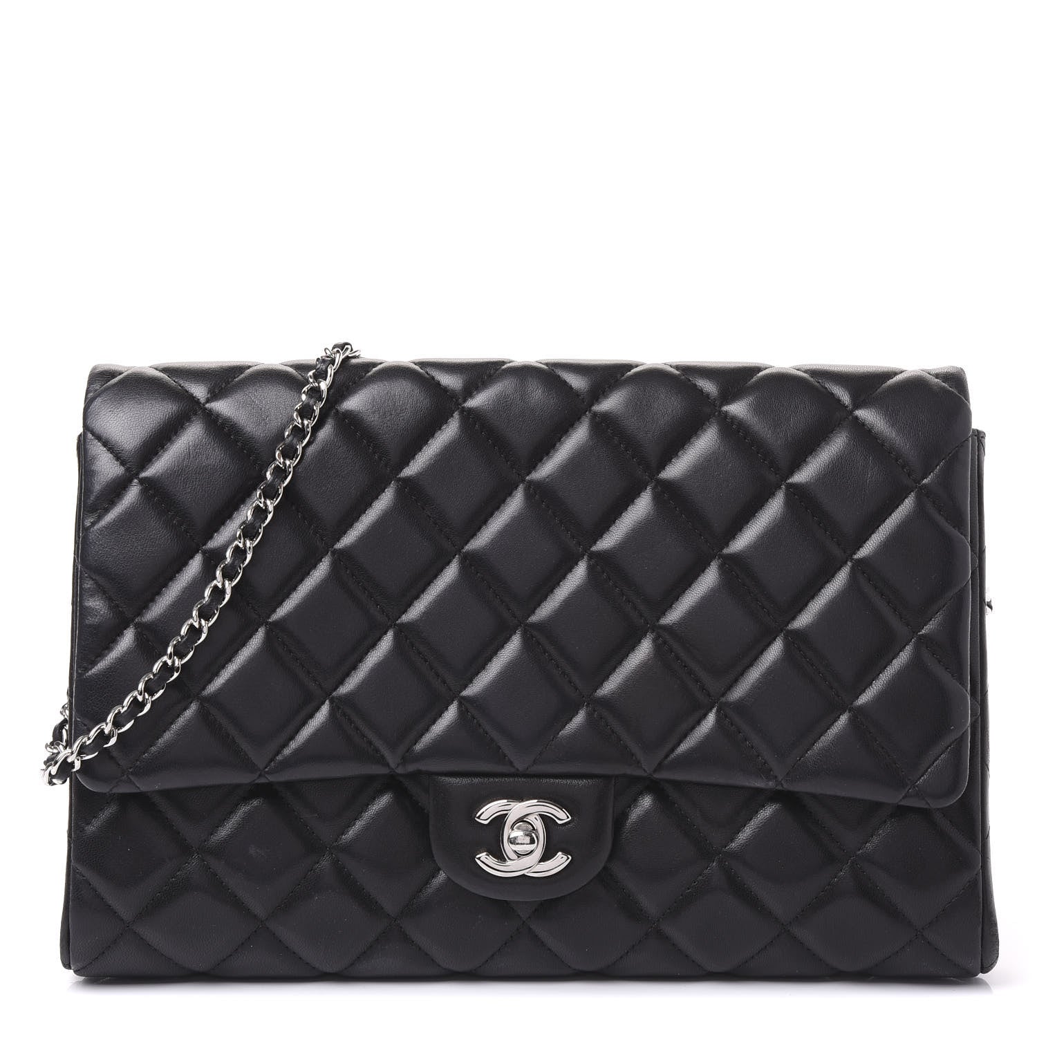 Chanel Lambskin Quilted Clutch With Chain Flap Black 1 of 10