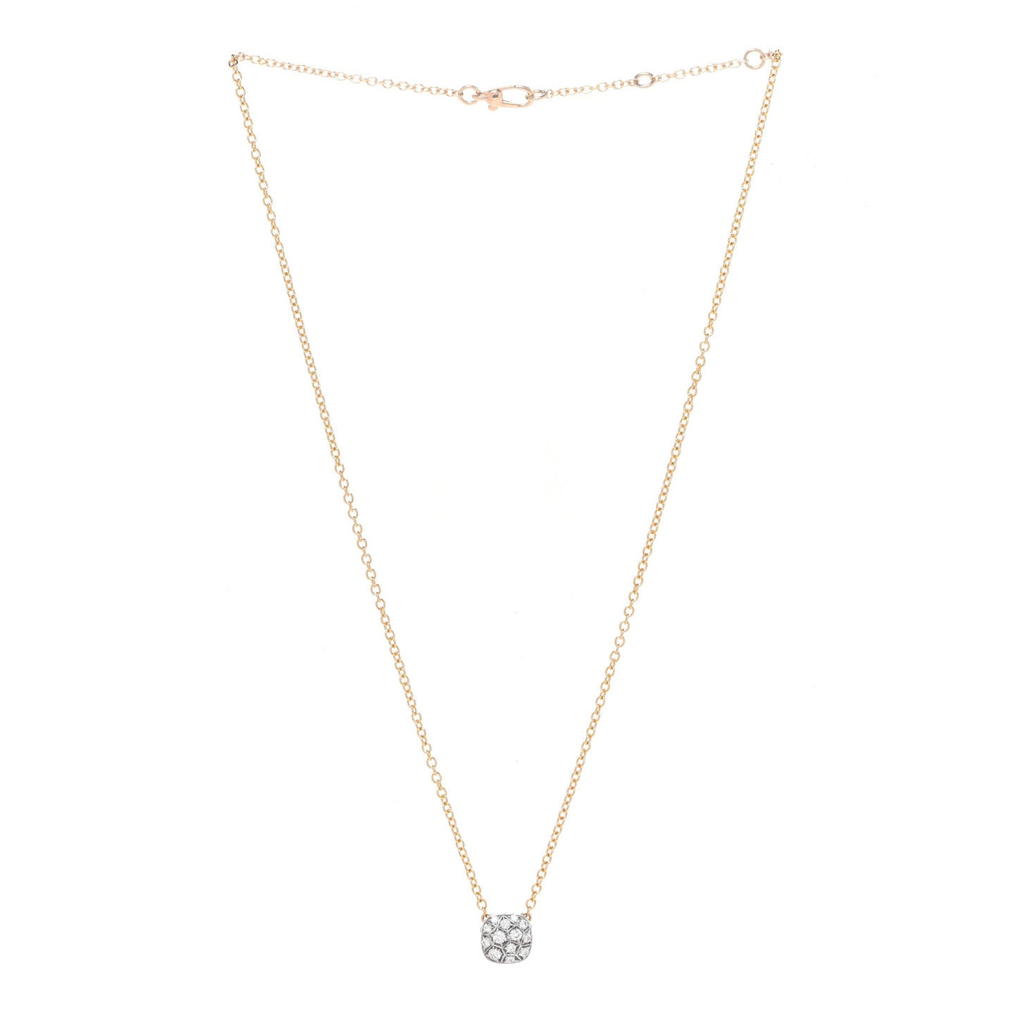 18K White Yellow Gold Diamond Nudo Pendant Necklace