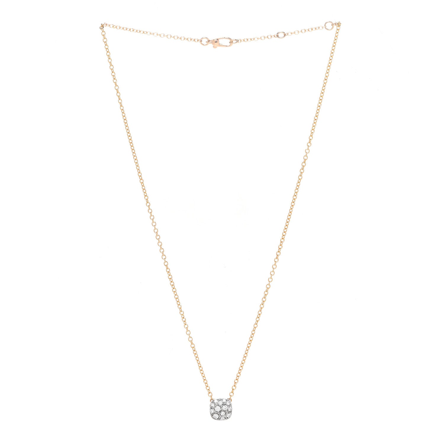 Pomellato 18K White Yellow Gold Diamond Nudo Pendant Necklace 3 of 5