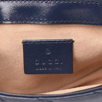 Gucci Vintage Effect Calfskin Matelasse Diagonal Super Mini Torchon GG Marmont Shoulder Bag Blue Agata Mystic White 5 of 10