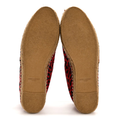Saint Laurent Canvas Leopard Print Espadrilles 38 Red Black 6 of 10