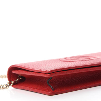 Gucci Pebbled Calfskin Soho Wallet on Chain Hibiscus Red 6 of 10