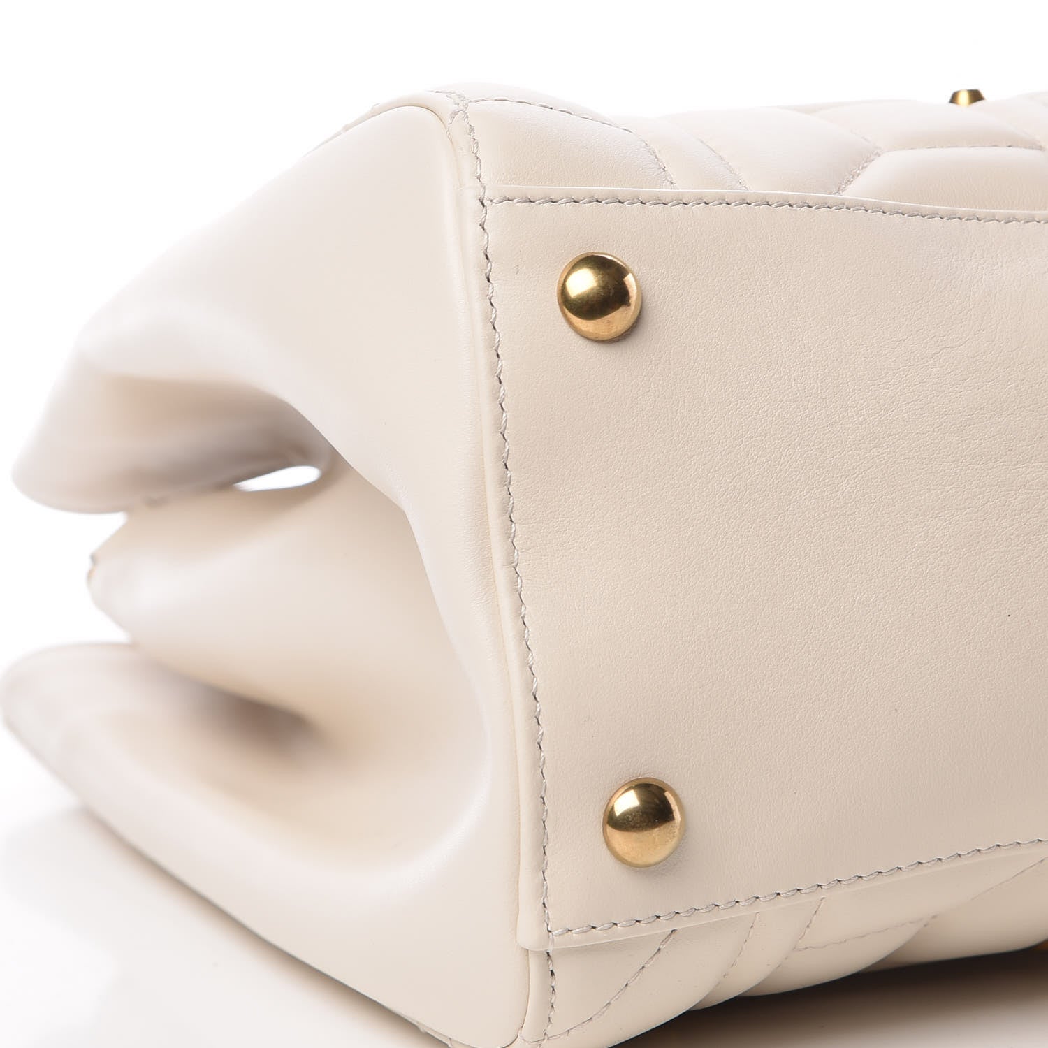 Gucci Calfskin Matelasse Studded Medium GG Marmont Tote White 5 of 9