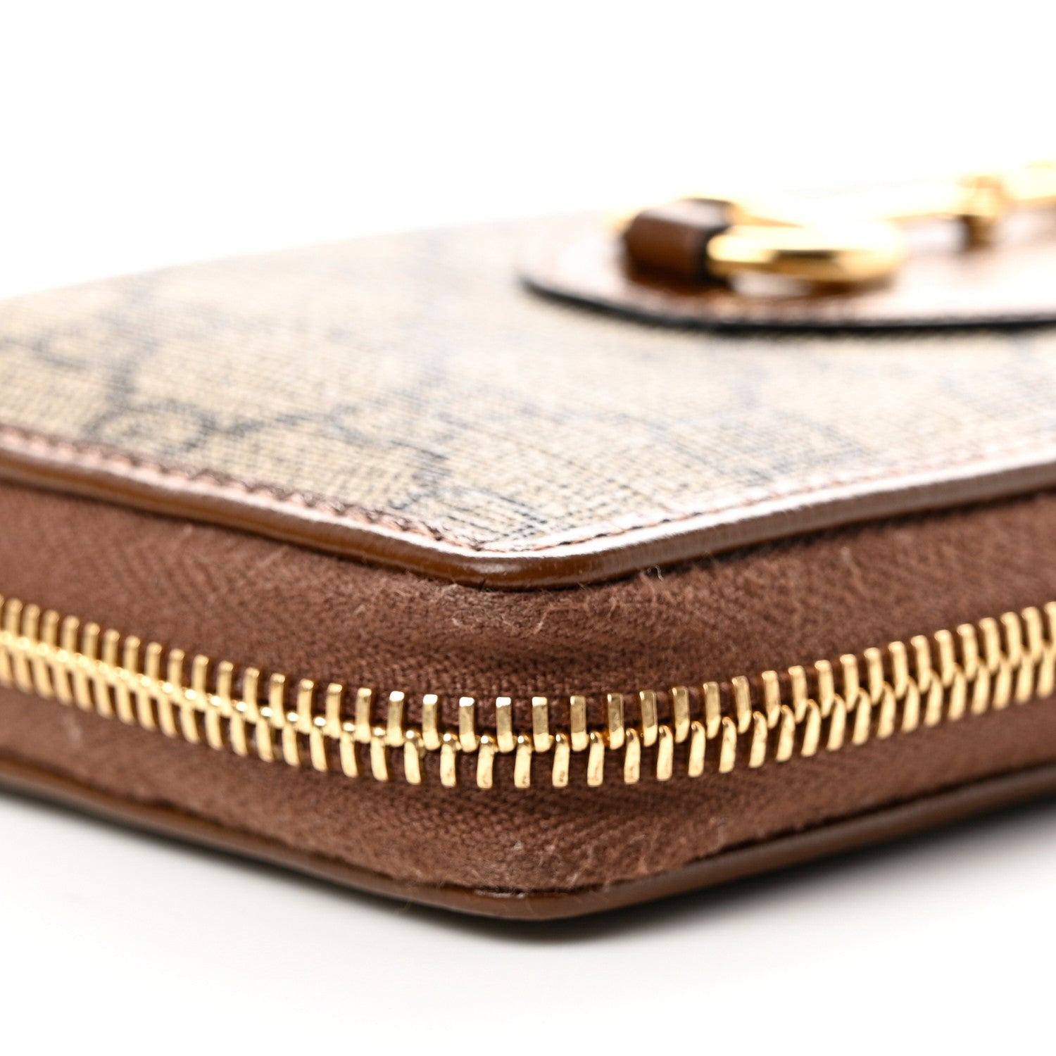 Gucci GG Supreme Monogram Azalea Calfskin Horsebit 1955 Zip Around Wallet Beige Ebony Brown Sugar 10 of 10