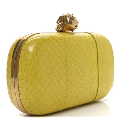 Alexander McQueen Snakeskin Skull Box Clutch Bright Yellow 3 of 10
