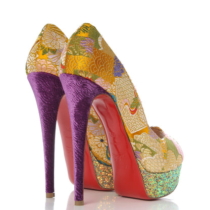 Christian Louboutin Tissu Glitter Dragon Lady Peep 150 Pumps 37.5 Pollen 3 of 12