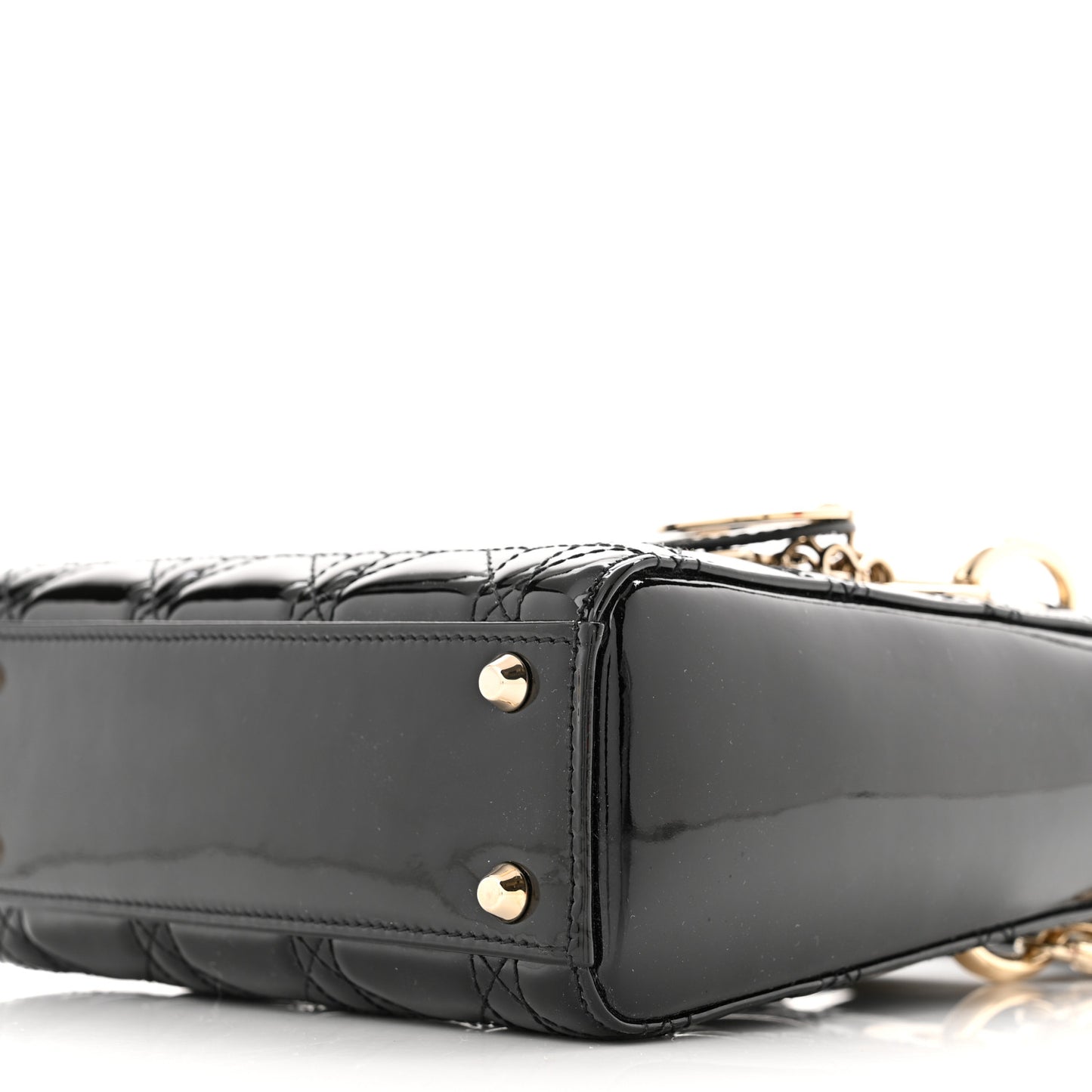 Patent Cannage Mini Lady Dior Black