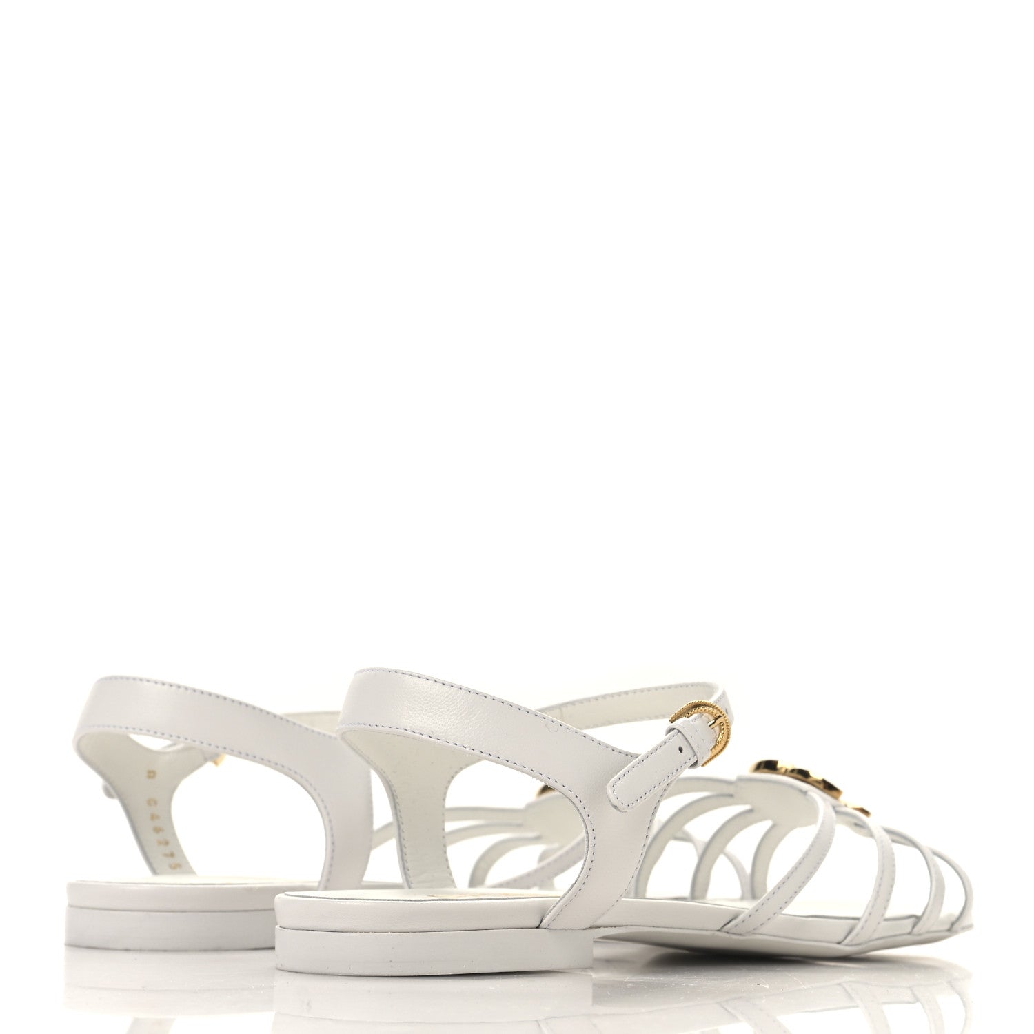 Chanel Lambskin Crystal CC Sandals 37 White 5 of 9