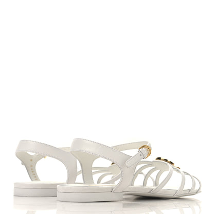 Chanel Lambskin Crystal CC Sandals 37 White 5 of 9