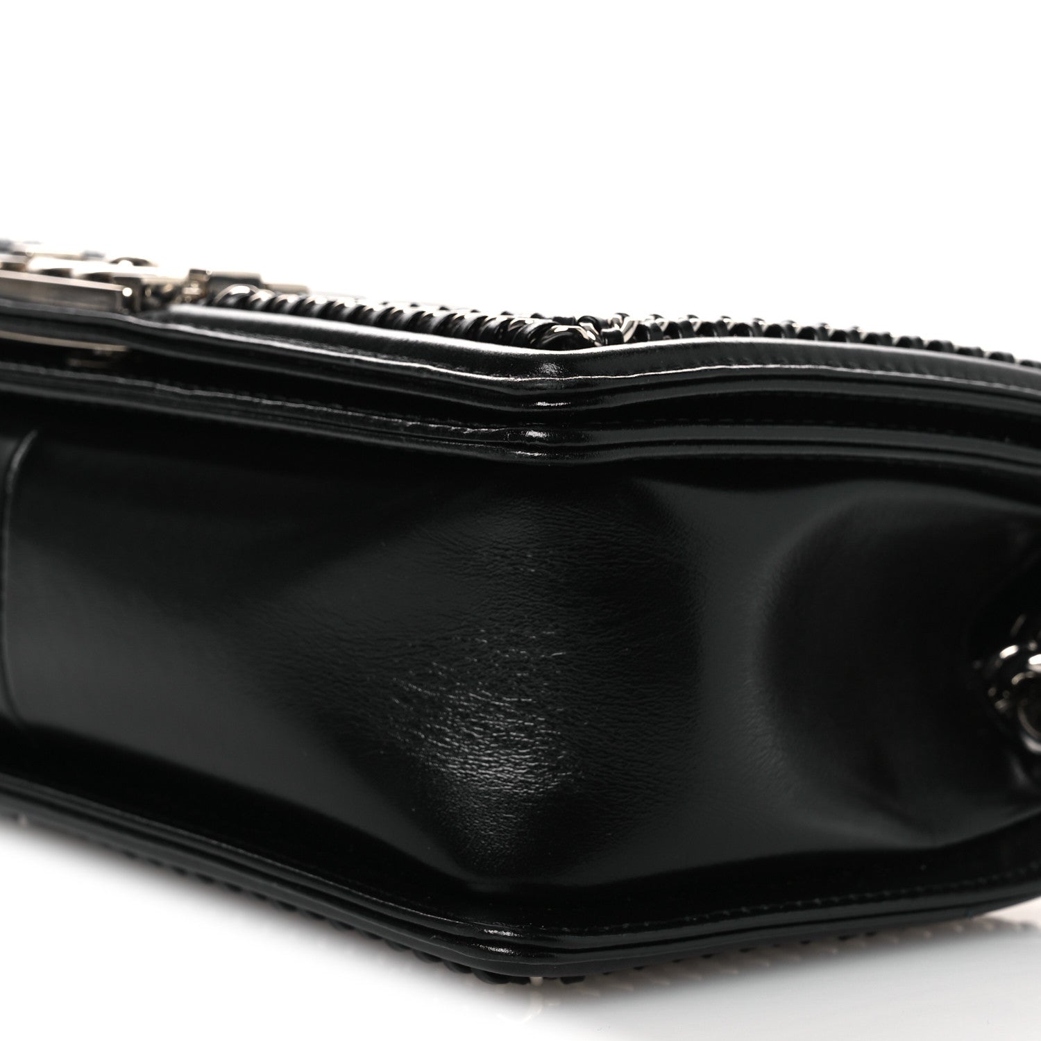 Chanel Glazed Calfskin Quilted Medium Chain Around Boy Flap Black 10 of 10
