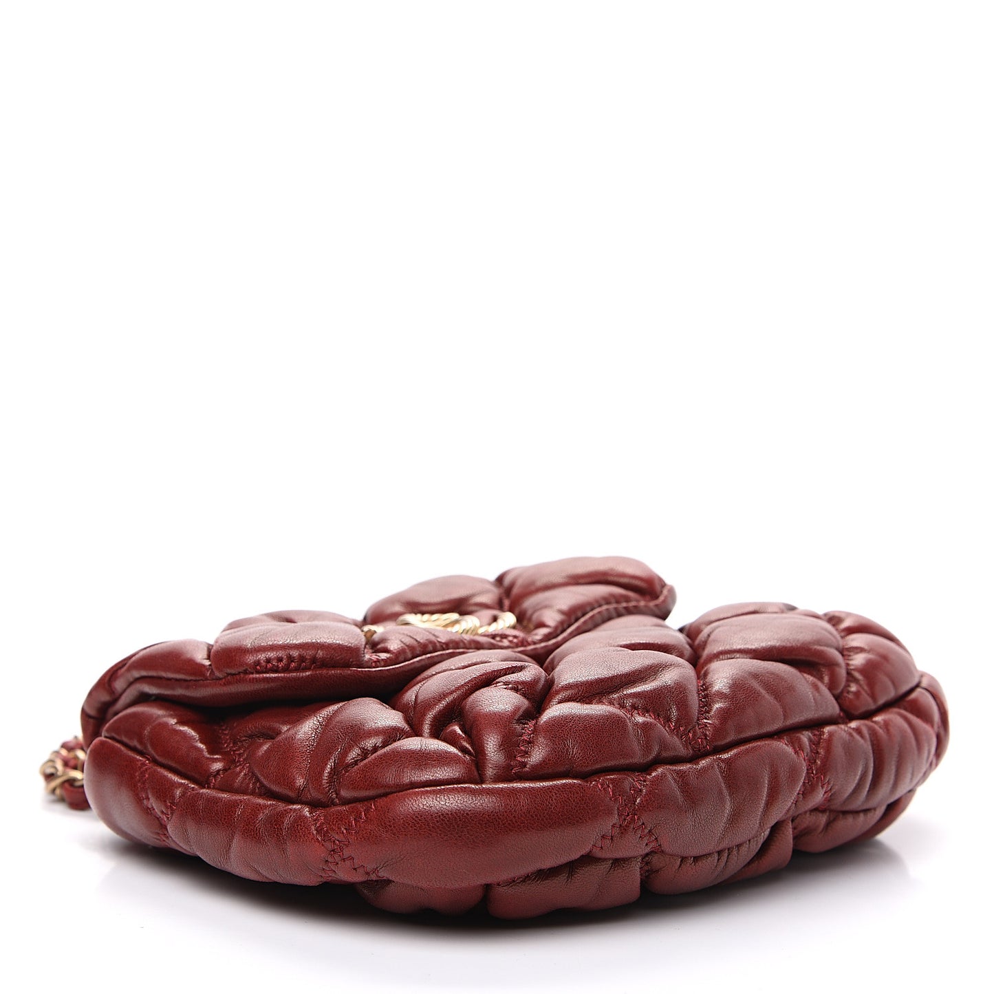 Lambskin Mini Bubble Quilt Flap Bordeaux