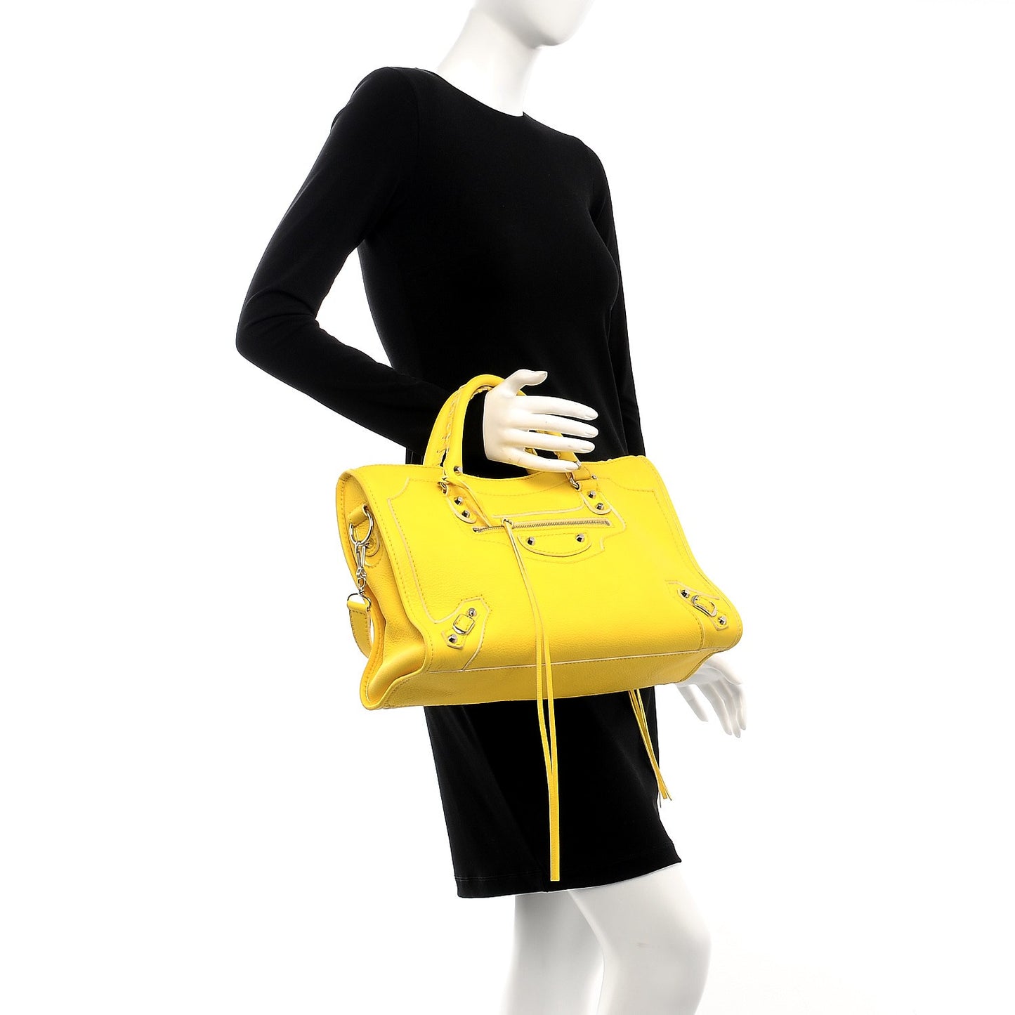 Supple Grained Calfskin Classic Silver Hardware Highlight City Jaune Soleil