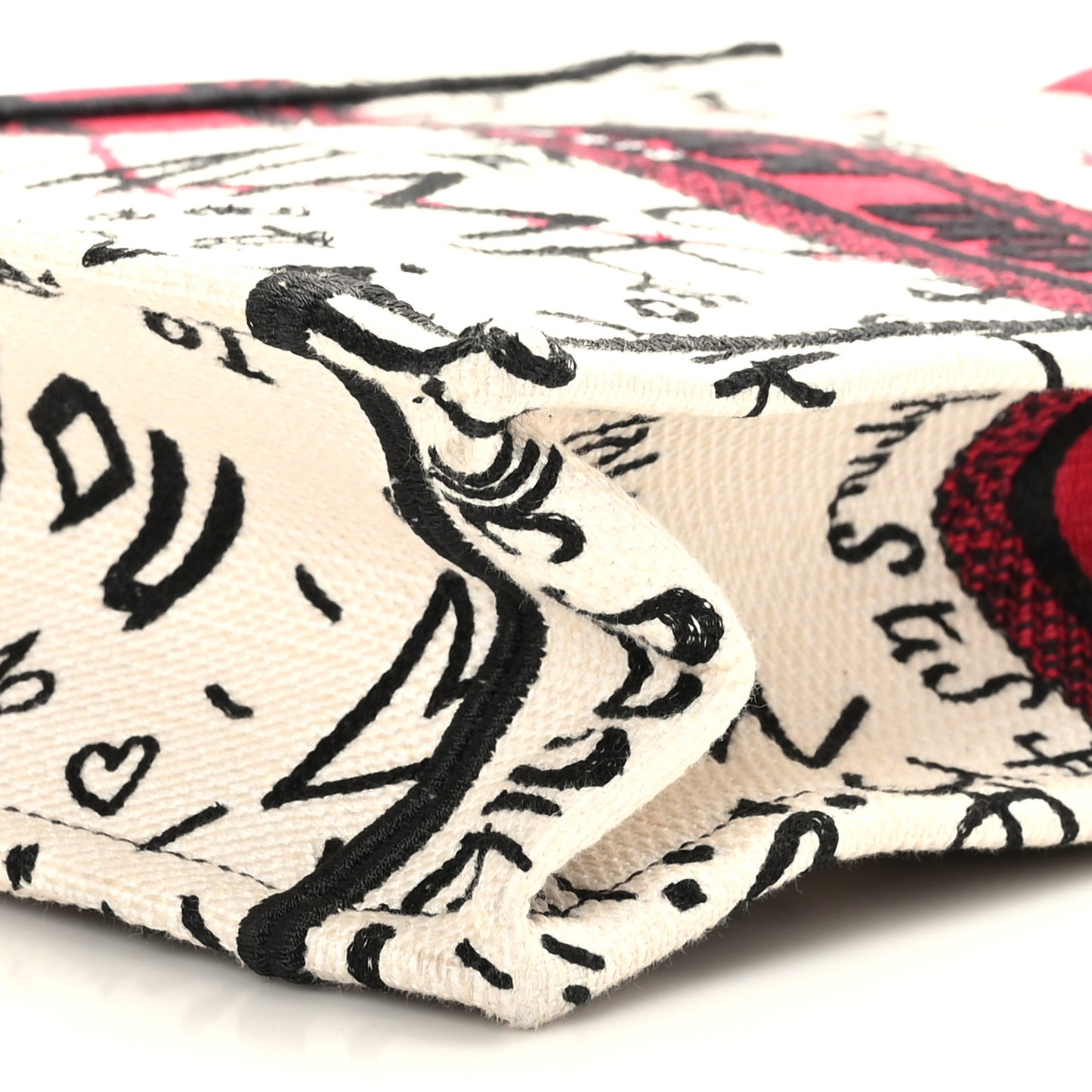 Canvas Embroidered Vertical Dioramour Graffiti Book Tote Latte Multicolor