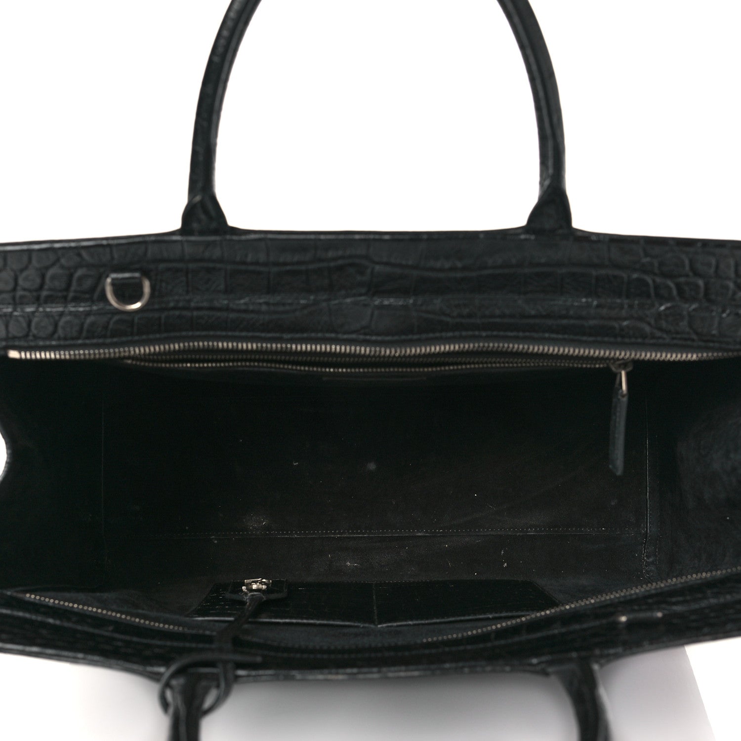 Saint Laurent Calfskin Crocodile Embossed Medium Cabas Rive Gauche Black 5 of 11