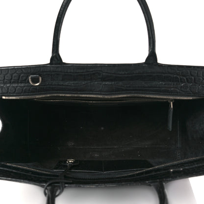 Saint Laurent Calfskin Crocodile Embossed Medium Cabas Rive Gauche Black 5 of 11