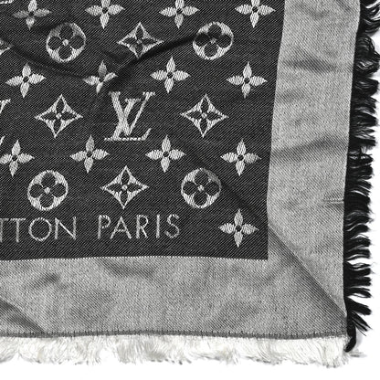 Louis Vuitton Silk Wool Monogram Denim Shawl Black 2 of 4