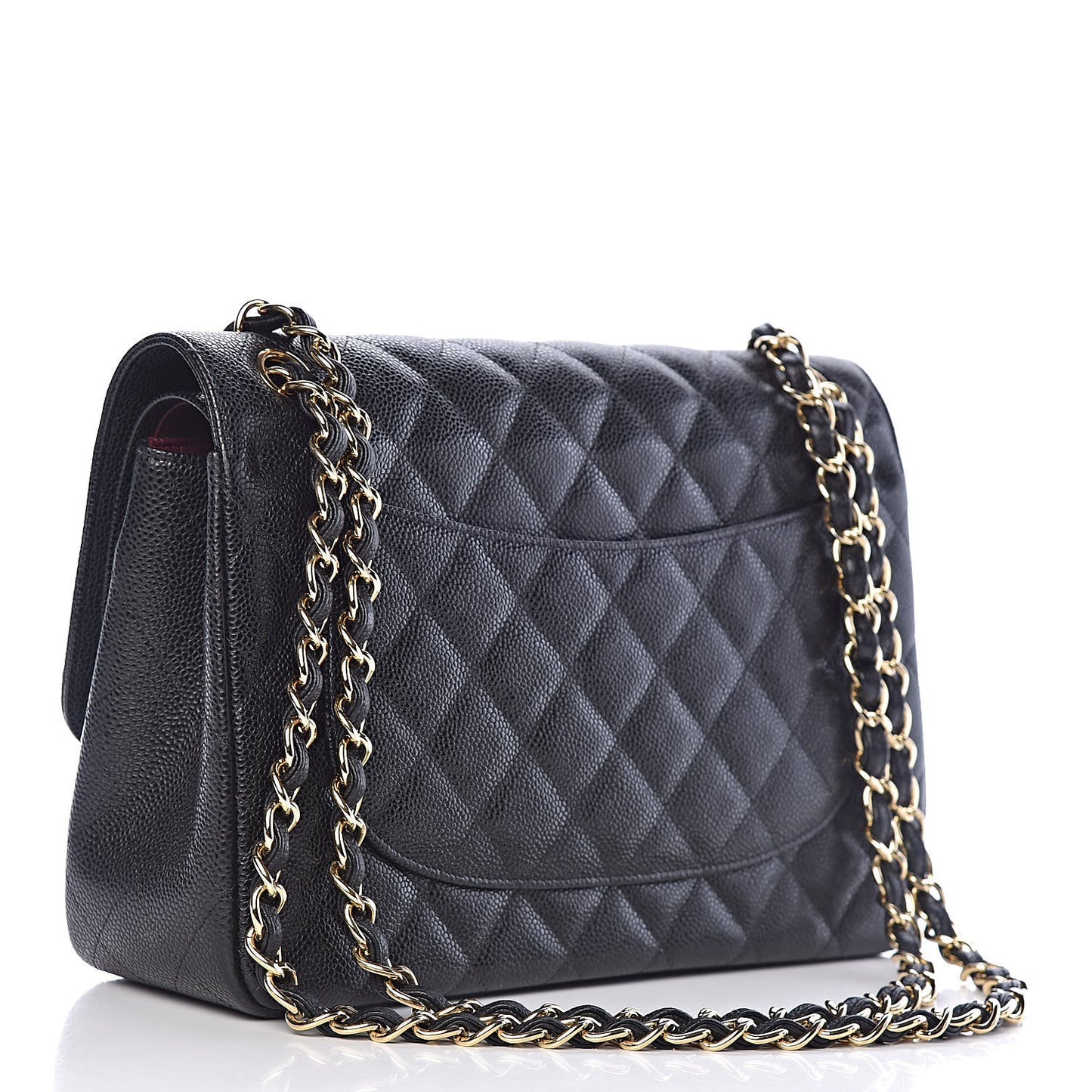 Caviar Quilted Jumbo Double Flap Black