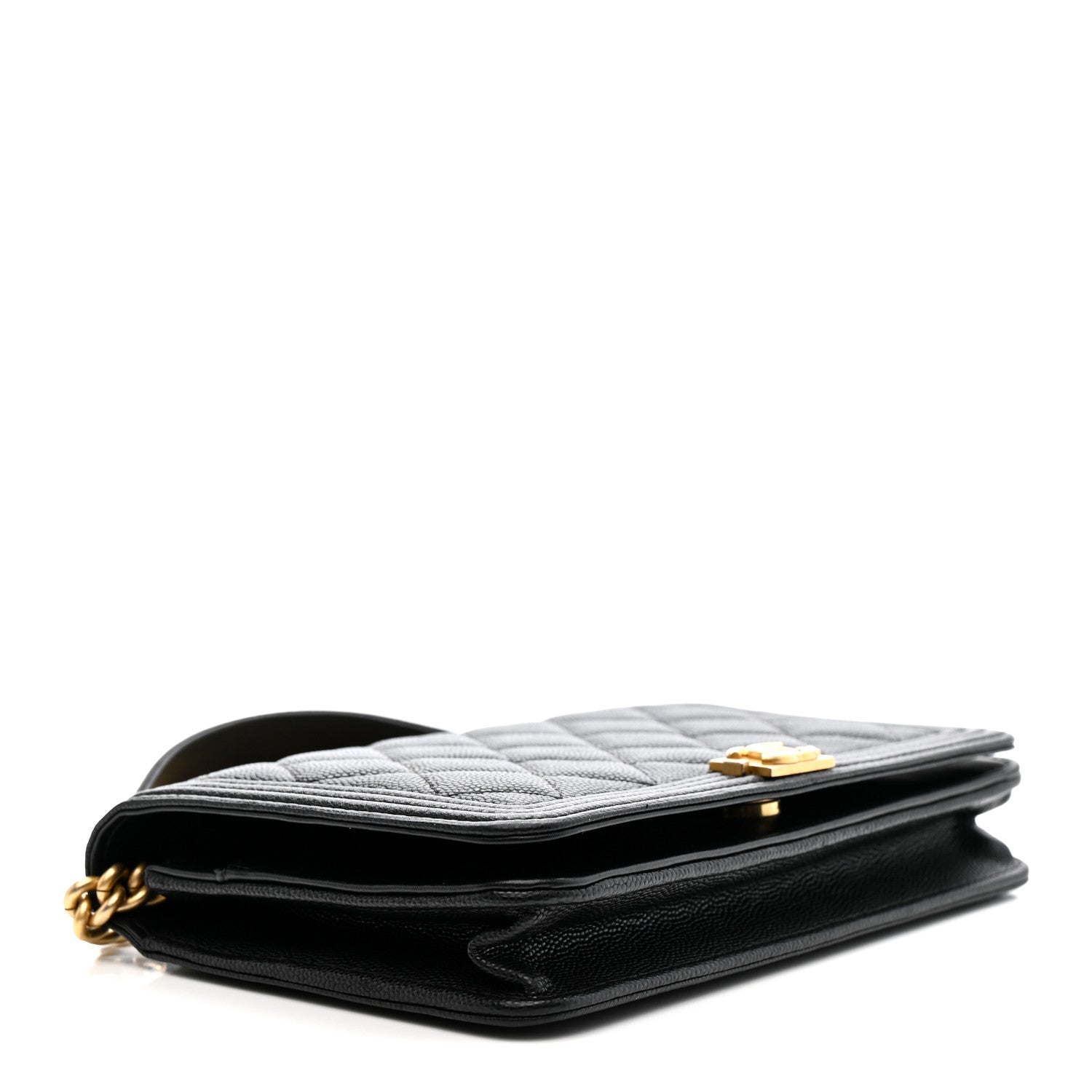 Chanel Caviar Quilted Boy Wallet On Chain WOC Black 4 of 12