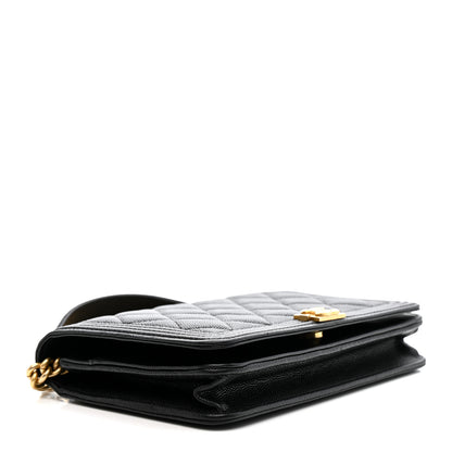 Chanel Caviar Quilted Boy Wallet On Chain WOC Black 4 of 12