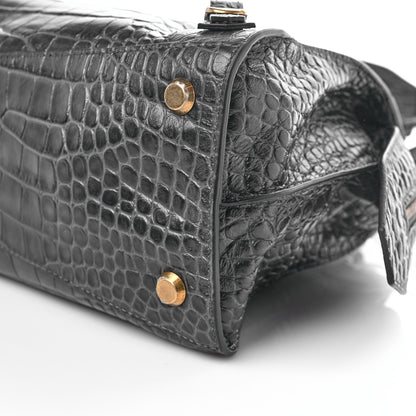 Balenciaga Extra Supple Calfskin Crocodile Embossed Neo Classic Gold Hardware S City Dark Grey 8 of 8