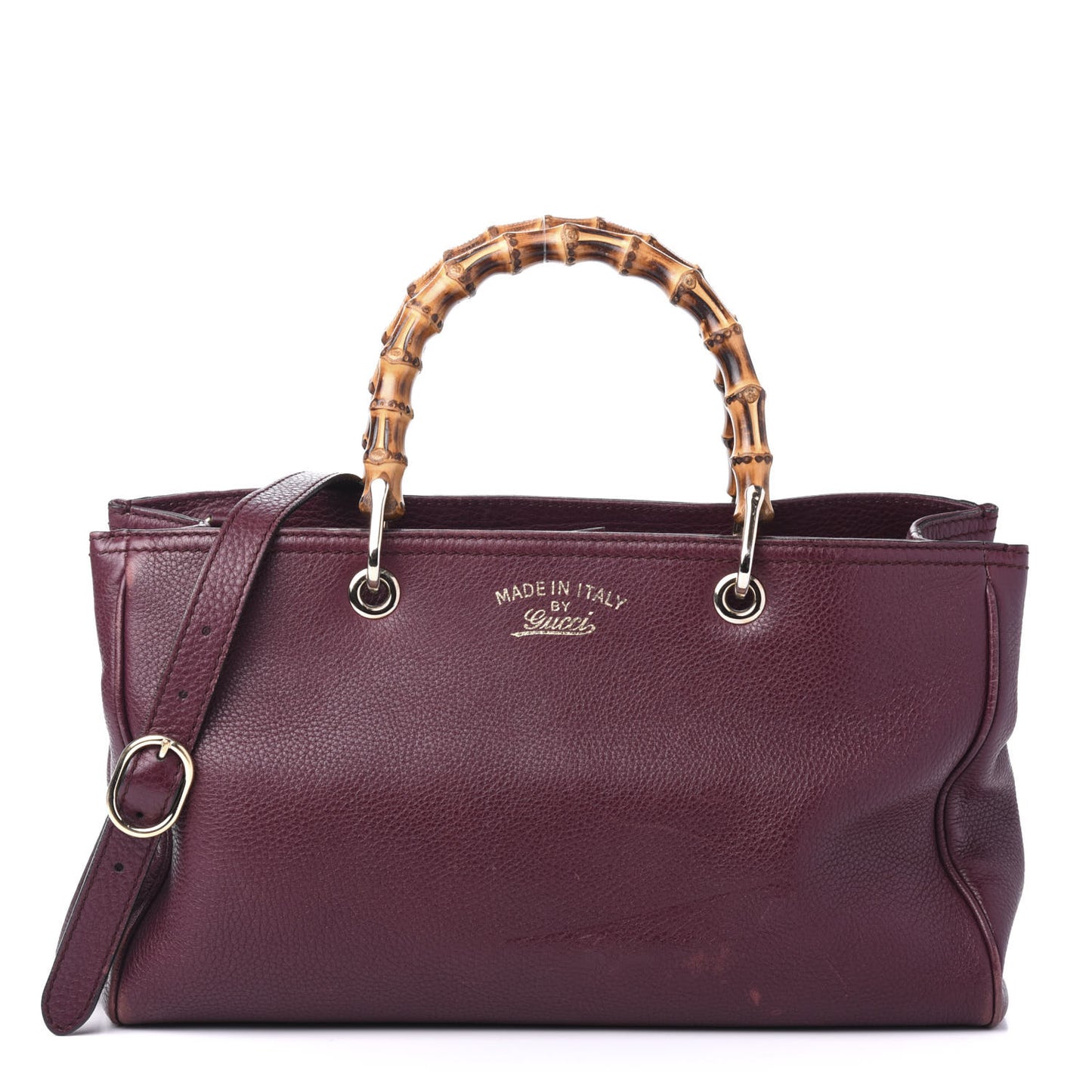 Pebbled Calfskin Medium Bamboo Shopper Tote Burgundy