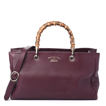 Gucci Pebbled Calfskin Medium Bamboo Shopper Tote Burgundy 1 of 12