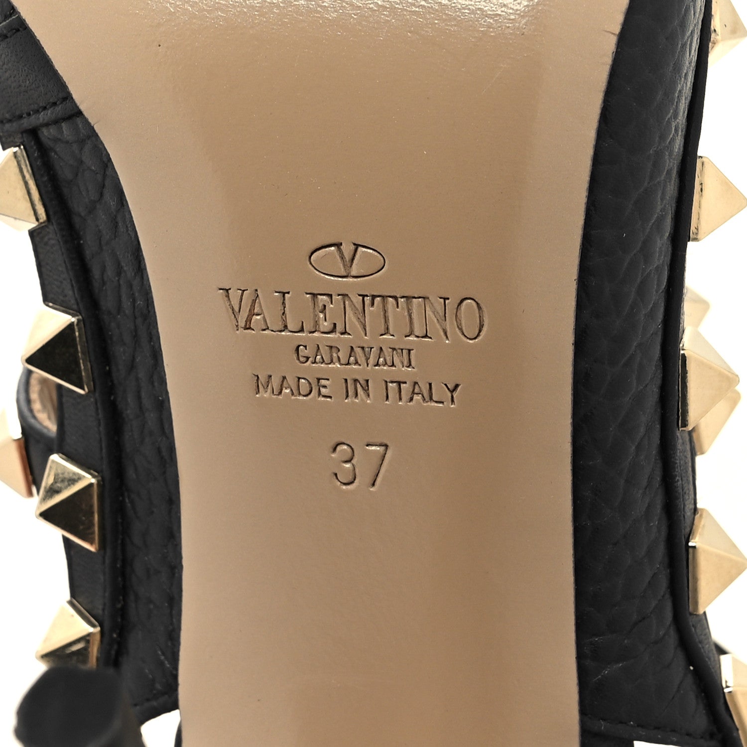 Valentino Garavani Pebbled Calfskin Rockstud Ankle Strap 100mm Pumps 37 Marine 7 of 8