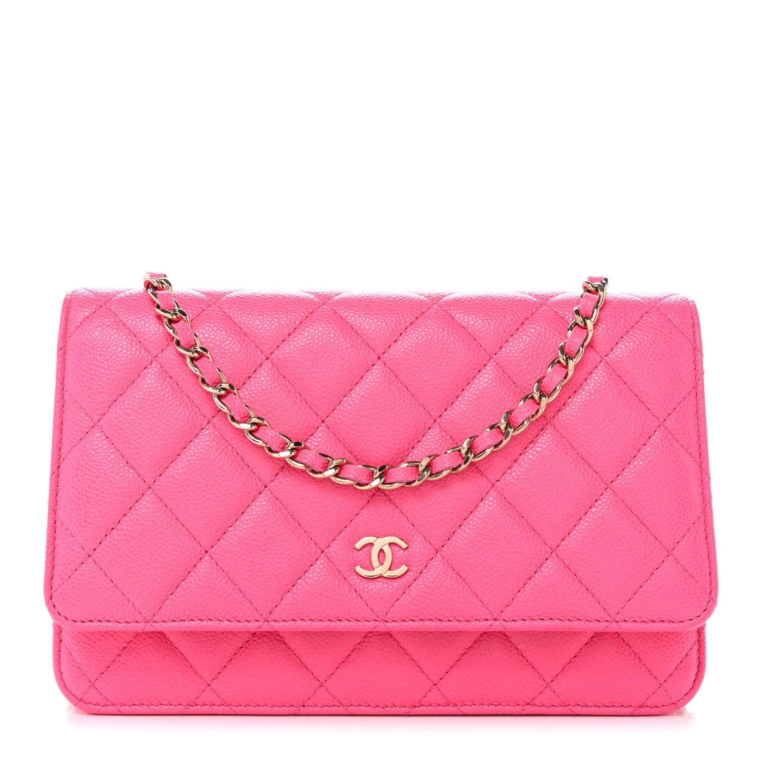 Chanel Caviar Quilted Wallet on Chain WOC Fuchsia 1 of 15