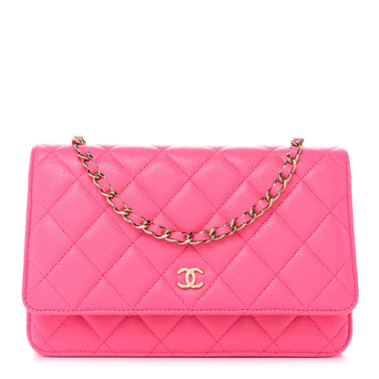 Chanel Caviar Quilted Wallet on Chain WOC Fuchsia 1 of 15